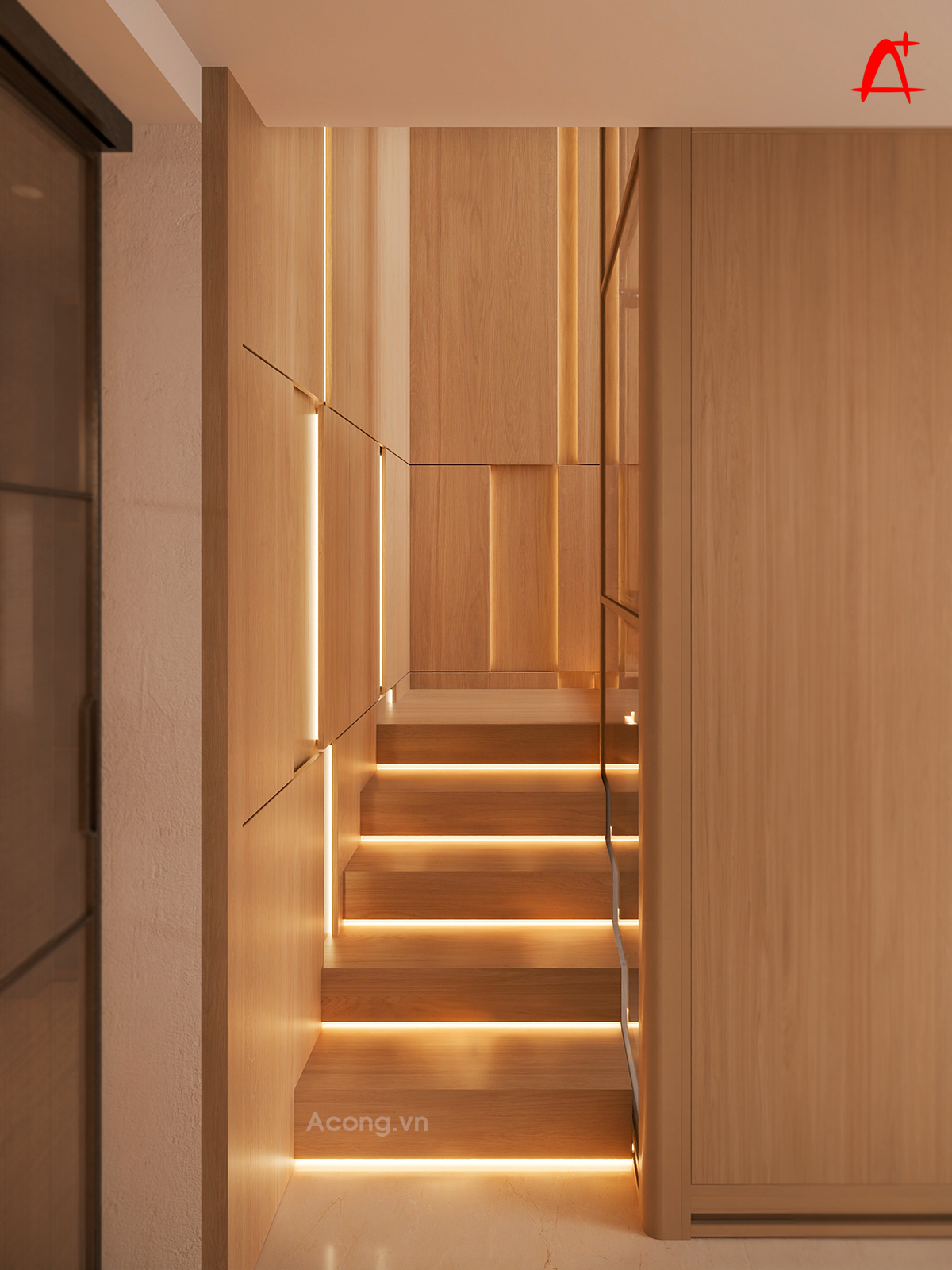 Cầu thang bộ dẫn lên tầng 2